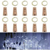 Aiducho - Lot de 10 led Bouteille Guirlande Liège Lampes, 2M 20 led Lampes de Bouteille,Argenté Fil Guirlandes Lumineuses pour diy Décorer Fête,