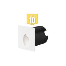 Braytron - Lot de 10 mini spots led mural Vector c, carré, blanc, 2W, 3000K, IP65