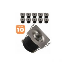 Horoz Electric - Lot de 10 minis spots led silvia 1W orientable carré mat chrome