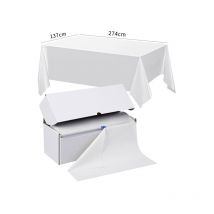 Lot de 10 nappes jetables en plastique, 137274 cm, nappes pour fêtes, nappes décoratives pour tables rectangulaires, nappe en plastique blanc,