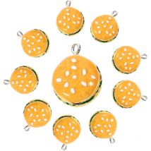 Feiyue - Lot de 10 pendentifs en résine pour hamburgers artificiels, breloques pour porte-clés, décoration