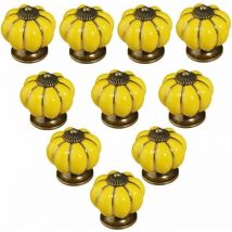 Lot de 10 Pièces boutons de porte vintage en céramique en forme de citrouille pour placard, tiroir, armoire, décoration d'intérieur Jaune Fei Yu