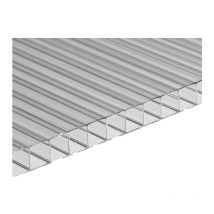 Lot de 10 plaques polycarbonate alvéolaire épaisseur 4 mm 121 x 27,5 cm Transparent