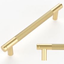 Jalleria - Lot de 10 poignées moletées dorées de 128 mm de centre à centre pour tiroir, commode, placard et penderie