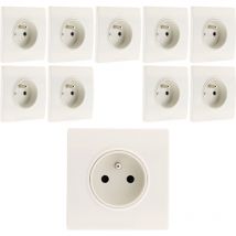 Lot de 10 prises 2P+T 16A borne-auto + griffes Diwone Blanc Diwone