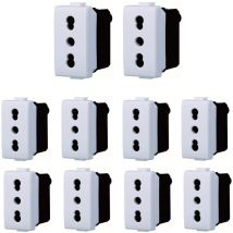 Lot de 10 prises Schuko 2P+T 10/16A compatibles avec la série Matix