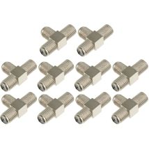 Feiyue - Lot de 10 répartiteurs coaxiaux de type f Adaptateur coaxial 3 voies de type f femelle vers 2 femelles