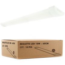 Arum Lighting - 10 Réglettes led extra plate line 16W IP40 1800Lm 60cm Température de Couleur: Blanc neutre 4000K