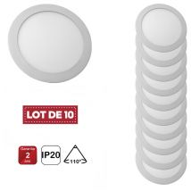 Digilamp - Lot de 10 Spot Encastrable Led Downlight Panel Extra plat 18w Blanc Froid 6000k