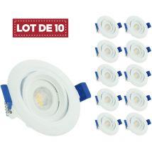 Digilamp - Lot de 10 - Spot led encastrable orientable, 7W 3000K Blanc chaud transformateur intégré pour plafond