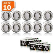 Lampesecoenergie - Lot de 10 spot led encastrable orientable alu brossé, 230v 5w, Blanc Froid