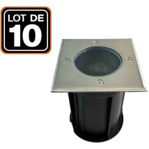 Europalamp - Lot de 10 Spots Encastrable de Sol Carré inox 304 Pour GU10