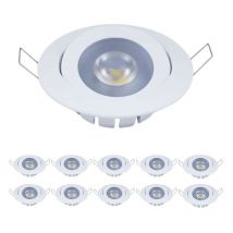 Leclubled - Lot de 10 Spots encastrable Dimmable 10W led cree équivalent 80W - Blanc du Jour 6000K