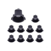 Lot de 10 Spots led Encastrables D90 9W IP44 Rond Noir V1 - 40 ° - Blanc chaud - 3000K