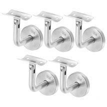 Lot de 10 supports de main courante en acier inoxydable - Diamètre 50 - Support mural - Fixation pour fixations murales/support (argenté)