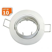 Lot de 10 supports encastrable aluminium orientable blanc Dia 81mm
