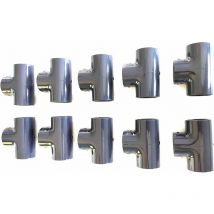 Interplast - Lot de 10 Té 90° pvc Pression – u / 63mm intérieur f/f/f PN16 / Manchon 63 mm pour Piscine et arrosage/Tés égaux