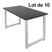 Le Poisson Qui Jardine - Lot de 10 Tables de travail ou bureau Couleur Noire 120 x 60 x 70 Résistante et de qualité