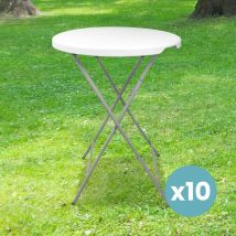 Skylantern - Lot de 10 Tables Hautes Mange Debout Pliante Grand Plateau 80 cm - Hauteur 1,10M - Table Pliante Mange Debout Grande Capacité idéal pour