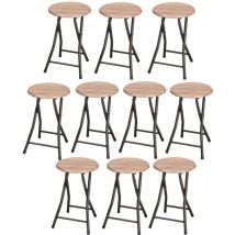 Toilinux - Lot de 10 Tabourets d'appoint pliables industriel