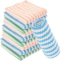 Lot de 10 torchons de cuisine, serviettes de nettoyage, serviettes à vaisselle absorbantes, débarbouillettes multifonctions