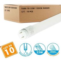 Eclairage Design - Lot de 10 Tubes T8 led 150cm 24W connexion latérale Température de Couleur: Blanc Froid 6000K