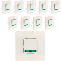 Lot de 10 va & vient voyant borne-auto vis+griffes Blanc Diwone