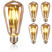 Sdlogal - Ampoule E27 Vintage, Ultrixe 5 Pièces Ampoule Edison led E27 ST64 Lampe Décorative Rétro Edison Ampoule Vintage Antique Lampe 2200K 8W