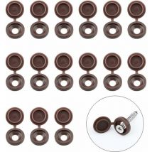 Lot de 100 capuchons à vis en plastique marron à charnière avec boîte de rangement