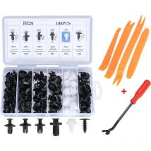 Lot de 100 clips de fixation universels en plastique pour garde-boue de voiture, kit de clips de fixation de pare-chocs avec outil de retrait de