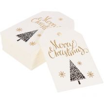 Feiyue - Lot de 100 étiquettes de Noël à faire soi-même, marque-pages Joyeux Noël, petites cartes de Noël