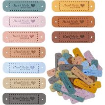 Linghhang - Lot de 100 étiquettes de vêtements Faites à la Main, étiquettes en Cuir personnalisées, étiquettes de Couture Faites à la Main avec Trous