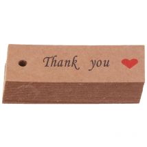 Feiyue - Lot de 100 étiquettes d'emballage cadeau en papier kraft avec imprimé Love pour emballage cadeau (cœur rouge de remerciement)