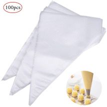 Yzmrbdqc - Lot de 100 grandes poches à douille jetables avec 1 douille en acier inoxydable, ensemble de poches à douille jetables professionnelles,