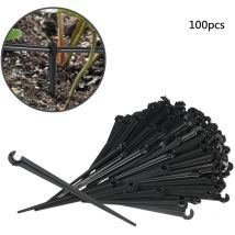Lot de 100 piquets de fixation au sol pour tuyau d'arrosage et tuyau d'arrosage en forme de C