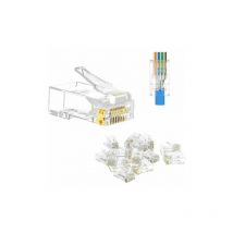 Lot de 100 RJ45 8P8C CAT6 CAT5E Connecteur de Passe à Travers Ethernet Modulaire Plug 50u Plaqué