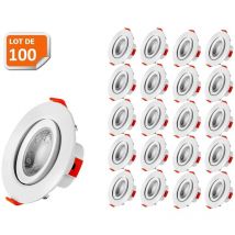 Lot de 100 Spot LED encastrable pour plafond 5W Blanc Neutre transformateur intégré