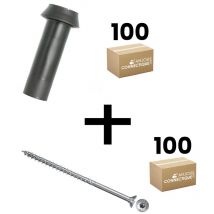 Lot de 100 supports de rail OB 83 mm SIXBOX + 100 vis bois Ø5,0x110 tête fraisée - Sixbox