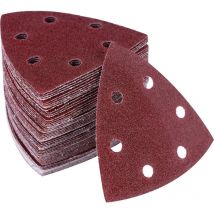 Lot de 100 Triangles abrasifs - 6 trous - 90 x 90 x 90 mm Pour ponceuse delta - Feuilles abrasives triangulaires - Ponçage et polissage(150)