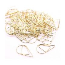 Lot de 100 trombones en forme de goutte d'eau, en métal, pour livres, mémos, papier, affiches, photos dorés