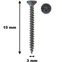 Lot de 100 vis à bois, TF, acier zingué, 3 x 15 mm
