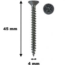 Lot de 100 vis à bois, tf, acier zingué, 4 x 45 mm