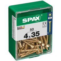 Boîte 50 unités. vis a bois Spax cab. plat yellox 4.0x35mm Spax