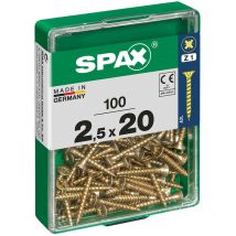 Boîte 100 Unités. Vis a Bois Spax Cab. Plat Yellox 2.5x20mm Spax