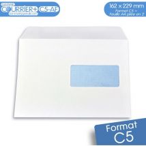 Lot de 100 Enveloppes blanches C5 avec fenêtre - gamme Courrier+