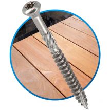 Inoxmare - 1000 vis terrasse inox A2 - TX25, d. 5 x 50 mm tête réduite crantée + embout offert