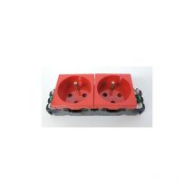 Legrand - Double prise de courant 2P+T à détrompage Mosaic 4 modules pour goulottes dlp monobloc - rouge 077322
