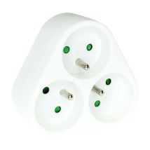 Eur Ohm - Fiche multiprises triangle 2P+T 16A - 3 sorties frontales
