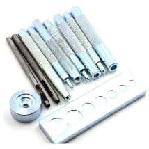 Feiyue - Lot de 11 outils de bricolage pour maroquinerie, poinçon, kit de fixation de rivets avec base pour percer un trou et installer un bouton de