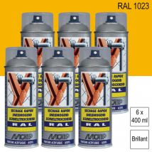 Lot de 6 Peintures aérosol ral 1023 Jaune signalisation brillant 400ml Motip